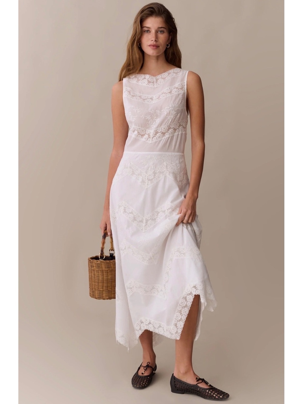 NWT Sorella by Few Moda Perlina Cotton Embroidered Maxi Dress Size Small White